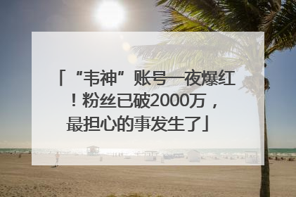 “韦神”账号一夜爆红！粉丝已破2000万，最担心的事发生了