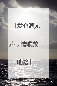 爱心润无声，情暖救助路