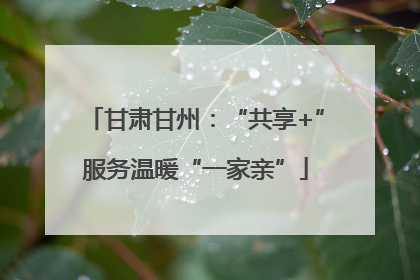甘肃甘州：“共享+”服务温暖“一家亲”