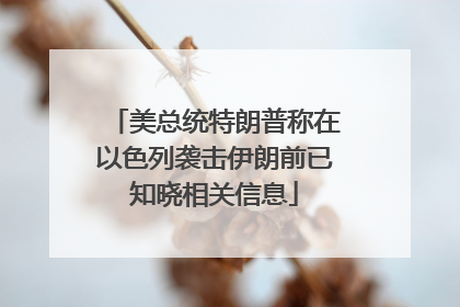 美总统特朗普称在以色列袭击伊朗前已知晓相关信息