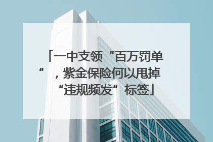 一中支领“百万罚单”，紫金保险何以甩掉“违规频发”标签