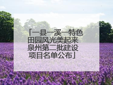 一县一溪一特色 田园风光美起来 泉州第二批建设项目名单公布