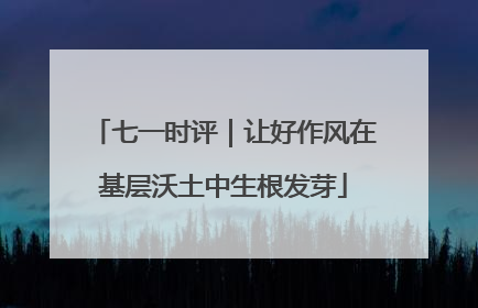 七一时评｜让好作风在基层沃土中生根发芽