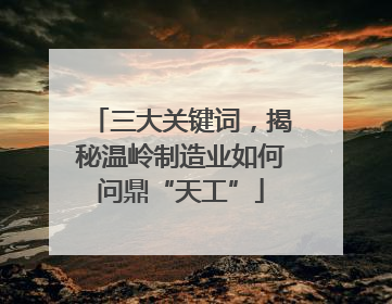 三大关键词，揭秘温岭制造业如何问鼎“天工”