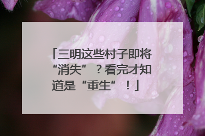 三明这些村子即将“消失”？看完才知道是“重生”！