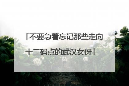 不要急着忘记那些走向十二码点的武汉女伢
