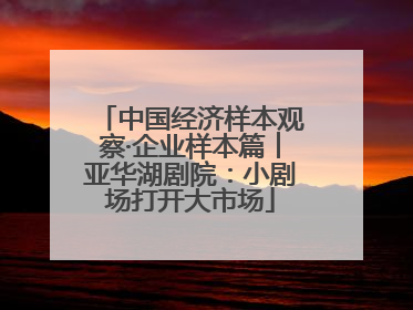 中国经济样本观察·企业样本篇︱亚华湖剧院：小剧场打开大市场