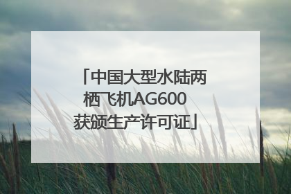 中国大型水陆两栖飞机AG600获颁生产许可证
