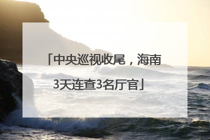 中央巡视收尾，海南3天连查3名厅官