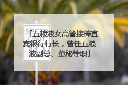 五粮液女高管接棒宜宾银行行长，曾任五粮液副总、董秘等职