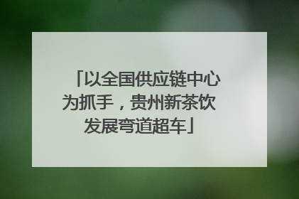 以全国供应链中心为抓手，贵州新茶饮发展弯道超车