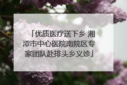 优质医疗送下乡 湘潭市中心医院南院区专家团队赴排头乡义诊