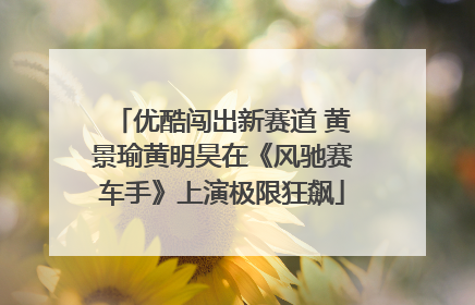 优酷闯出新赛道 黄景瑜黄明昊在《风驰赛车手》上演极限狂飙
