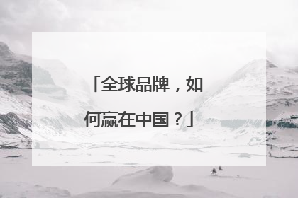 全球品牌，如何赢在中国？