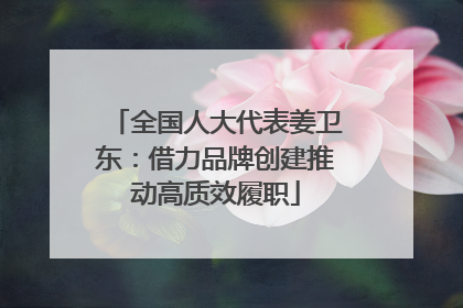 全国人大代表姜卫东：借力品牌创建推动高质效履职