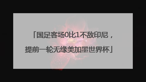 国足客场0比1不敌印尼，提前一轮无缘美加墨世界杯