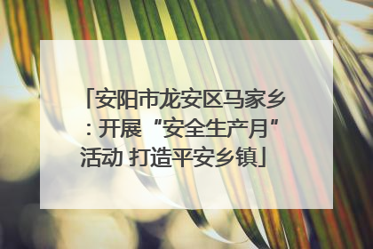 安阳市龙安区马家乡：开展“安全生产月”活动 打造平安乡镇