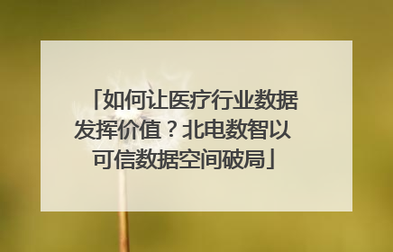 如何让医疗行业数据发挥价值？北电数智以可信数据空间破局