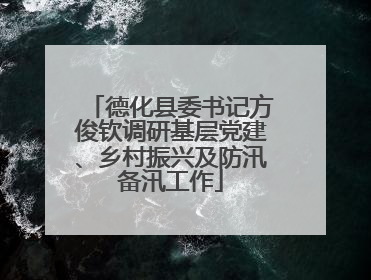 德化县委书记方俊钦调研基层党建、乡村振兴及防汛备汛工作