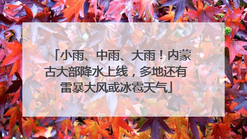 小雨、中雨、大雨！内蒙古大部降水上线，多地还有雷暴大风或冰雹天气