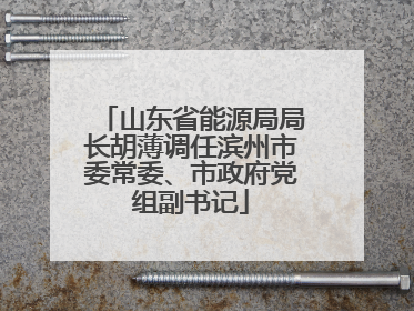 山东省能源局局长胡薄调任滨州市委常委、市政府党组副书记