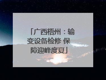 广西梧州：输变设备检修 保障迎峰度夏