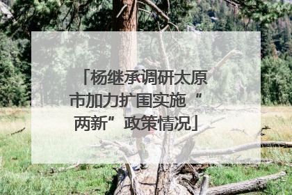 杨继承调研太原市加力扩围实施“两新”政策情况
