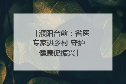 濮阳台前：省医专家进乡村 守护健康促振兴