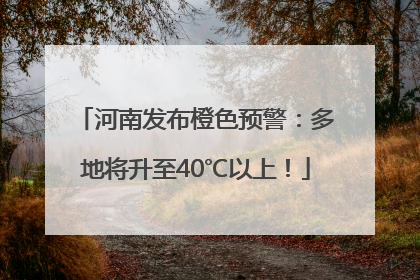 河南发布橙色预警：多地将升至40℃以上！