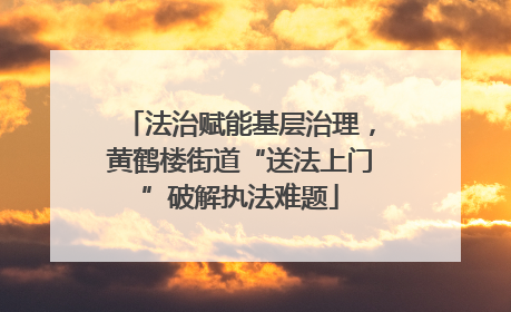 法治赋能基层治理，黄鹤楼街道“送法上门”破解执法难题