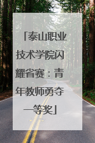 泰山职业技术学院闪耀省赛：青年教师勇夺一等奖