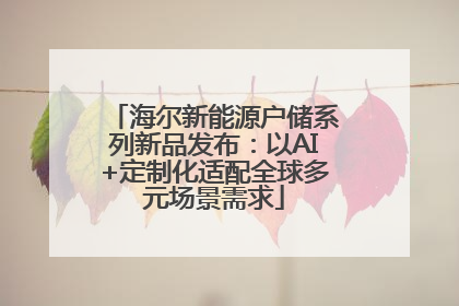 海尔新能源户储系列新品发布：以AI+定制化适配全球多元场景需求