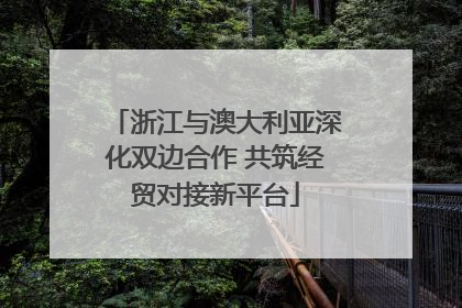 浙江与澳大利亚深化双边合作 共筑经贸对接新平台