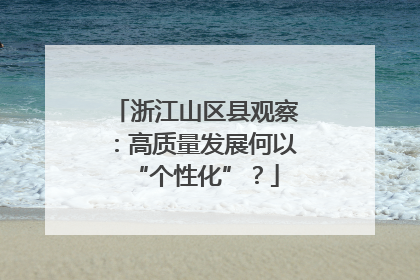 浙江山区县观察：高质量发展何以“个性化”？