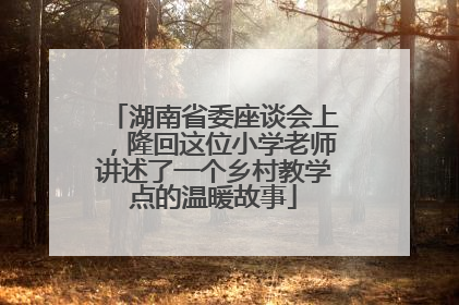 湖南省委座谈会上，隆回这位小学老师讲述了一个乡村教学点的温暖故事