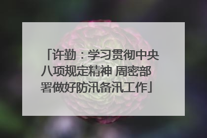 许勤：学习贯彻中央八项规定精神 周密部署做好防汛备汛工作