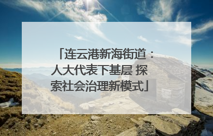 连云港新海街道：人大代表下基层 探索社会治理新模式