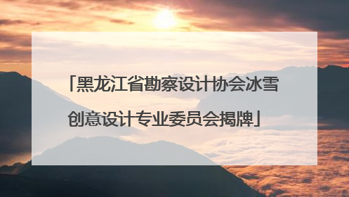 黑龙江省勘察设计协会冰雪创意设计专业委员会揭牌