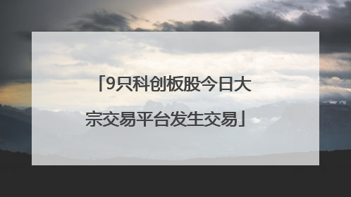 9只科创板股今日大宗交易平台发生交易